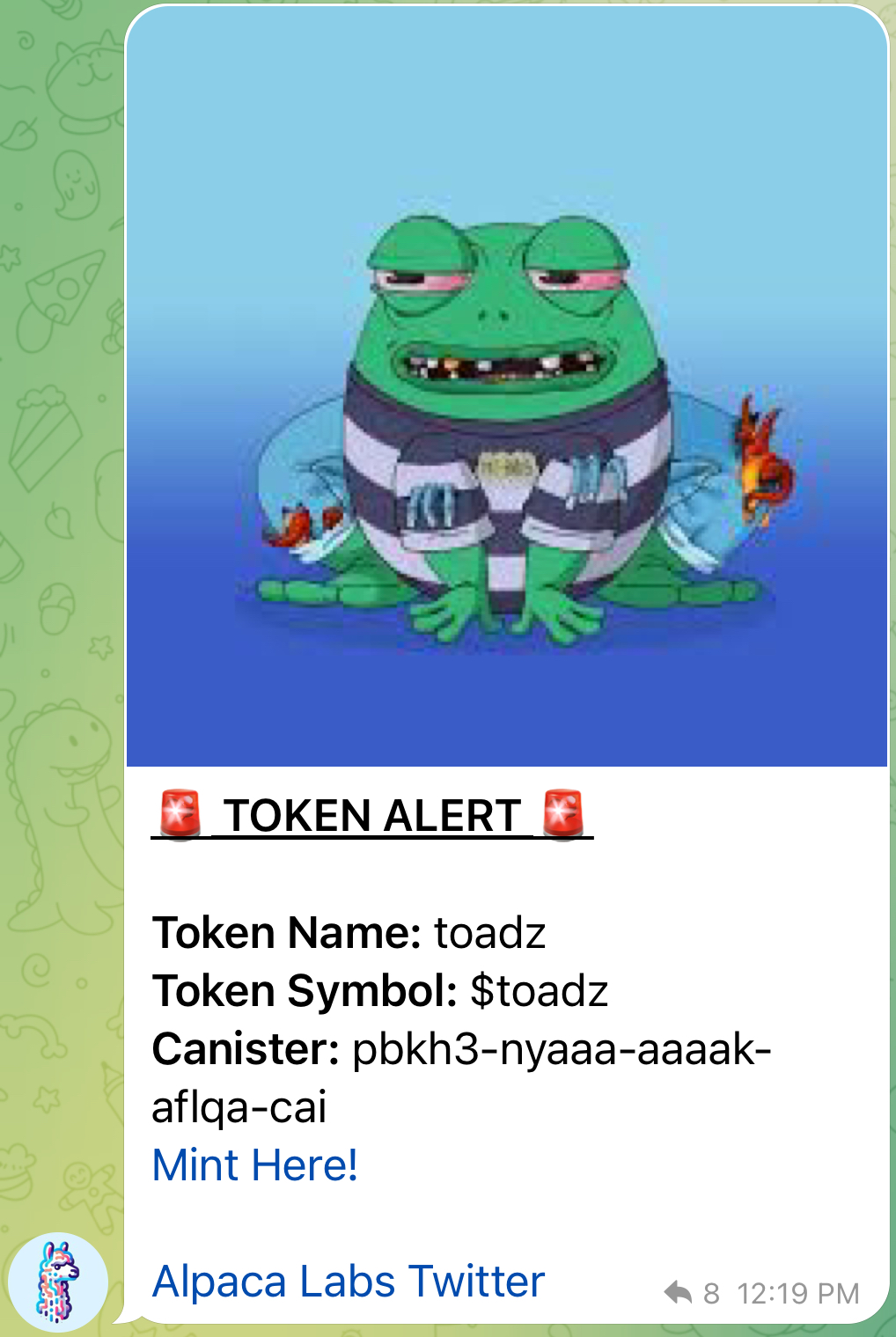 Alerts bot screenshot